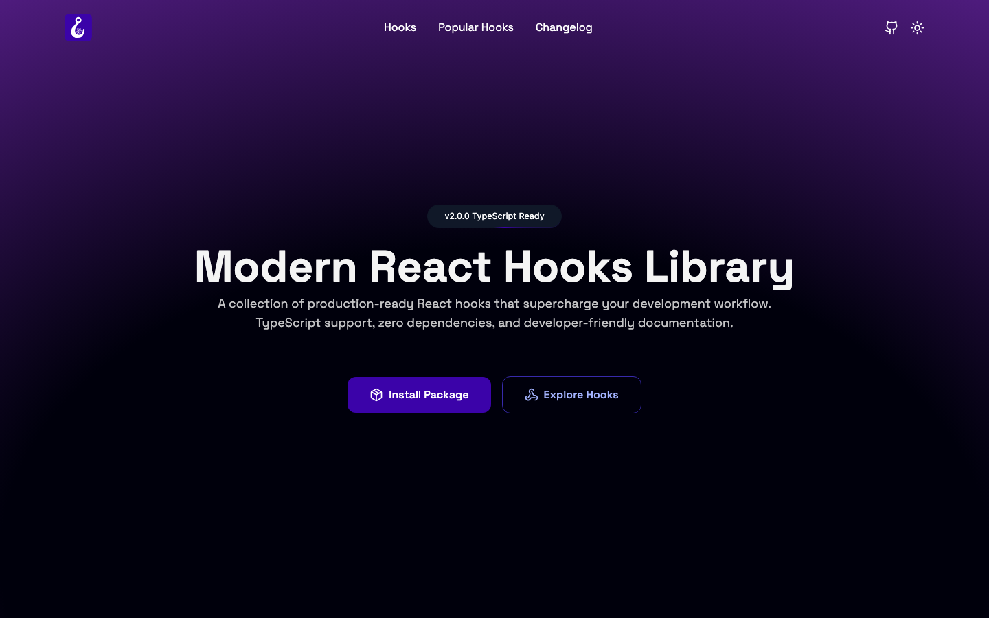 ZenUI React Hooks website